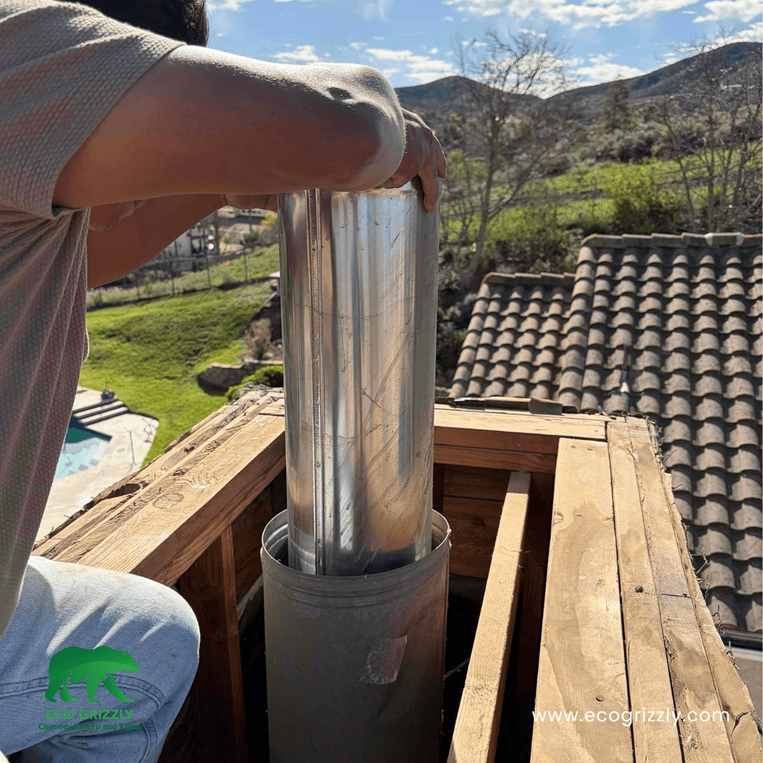 Flue liner reattachment repair securing a displaced liner inside a chimney
