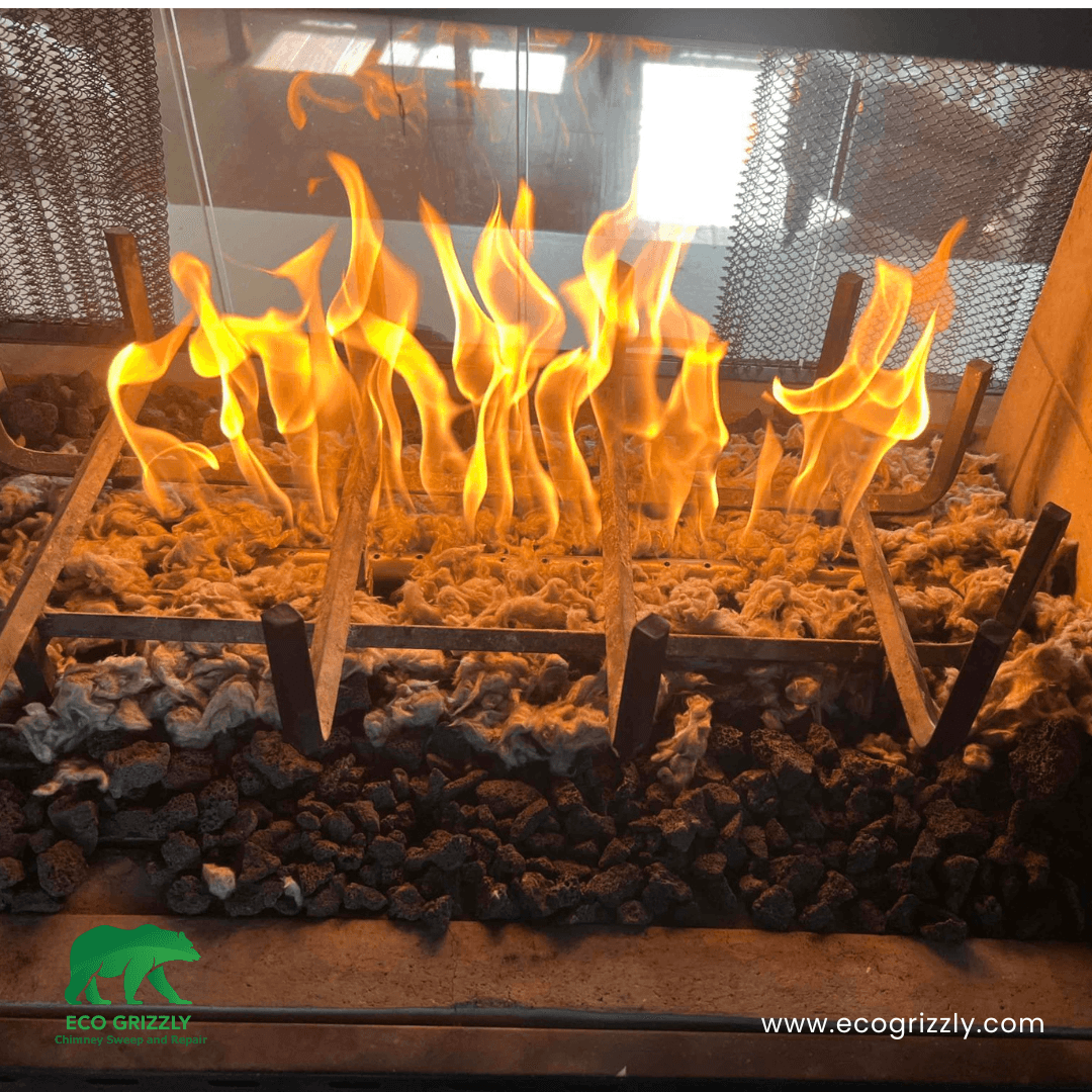 Log lighter replacement installed in a brick fireplace firebox