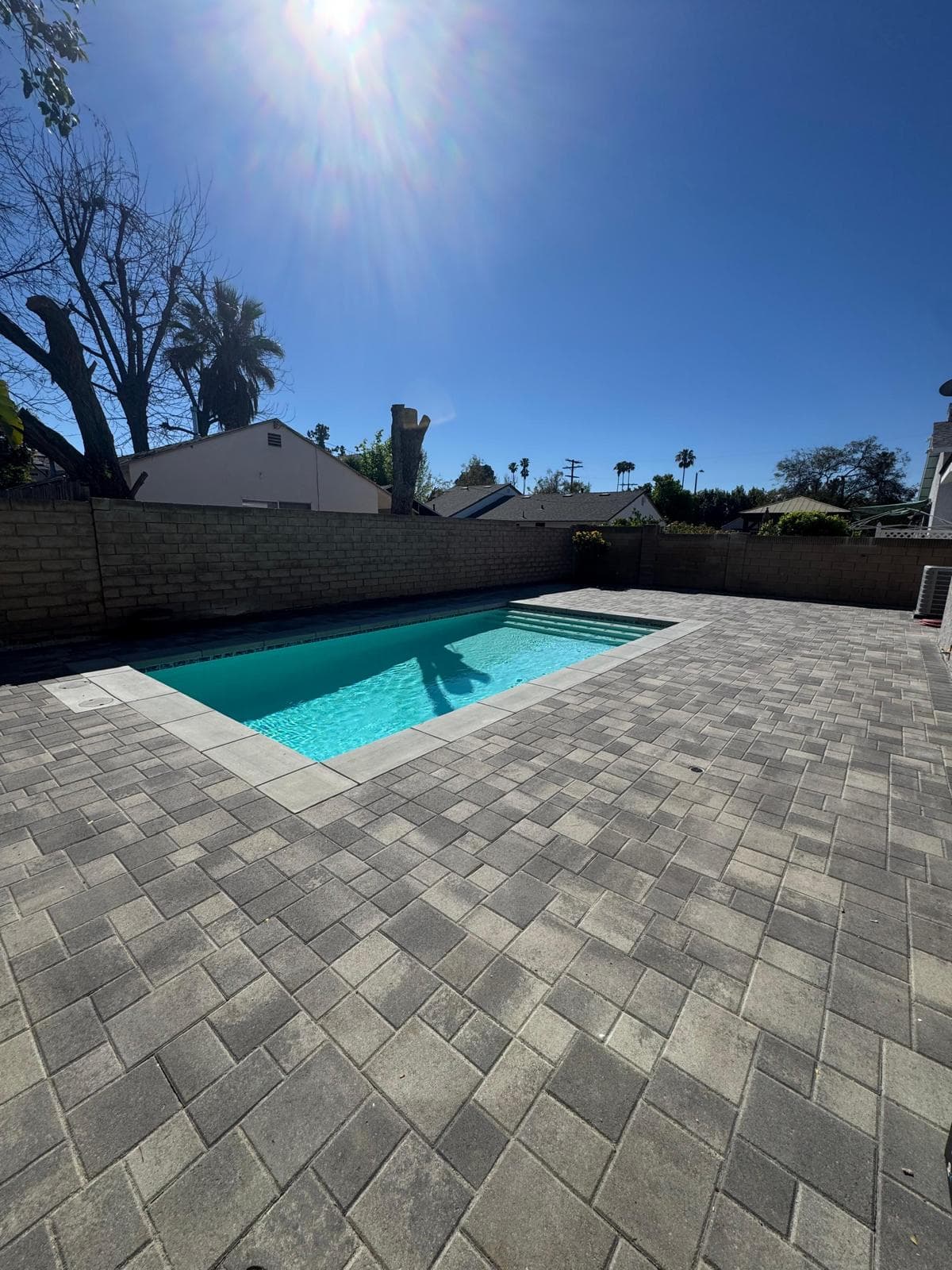 Pool interior plaster application, close view of finished surface
