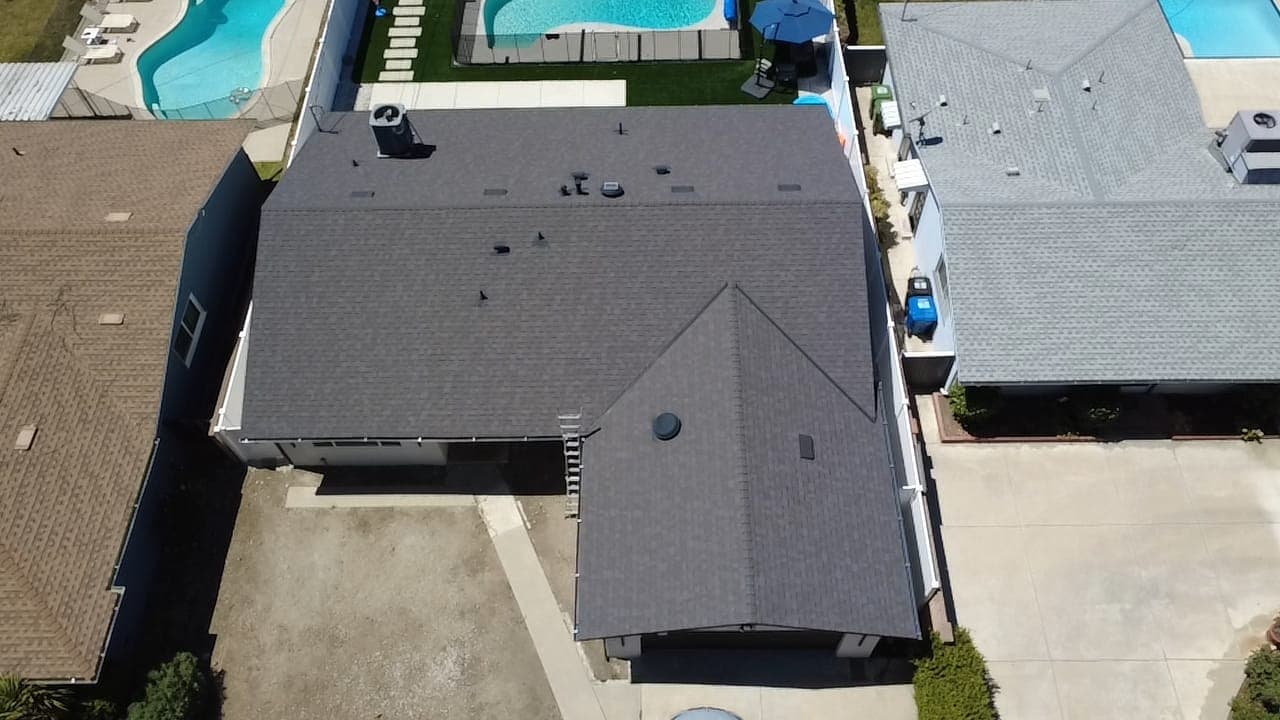 Finished roof replacement viewed from a second angle
