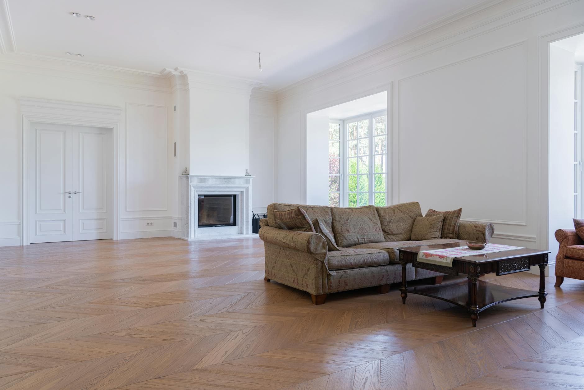 Hardwood flooring installation in a residential home