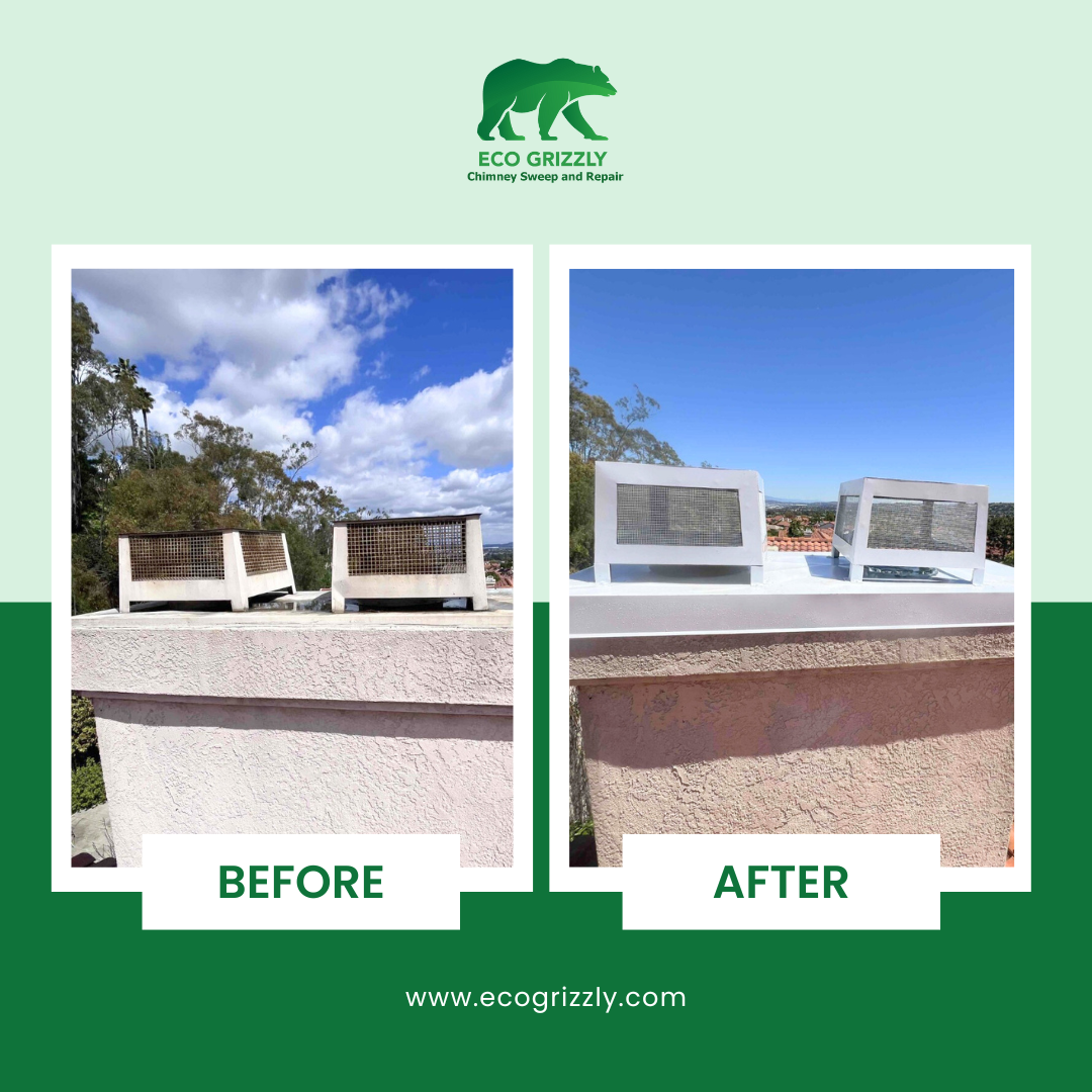 Chimney masonry repair with fresh mortar joints on residential home