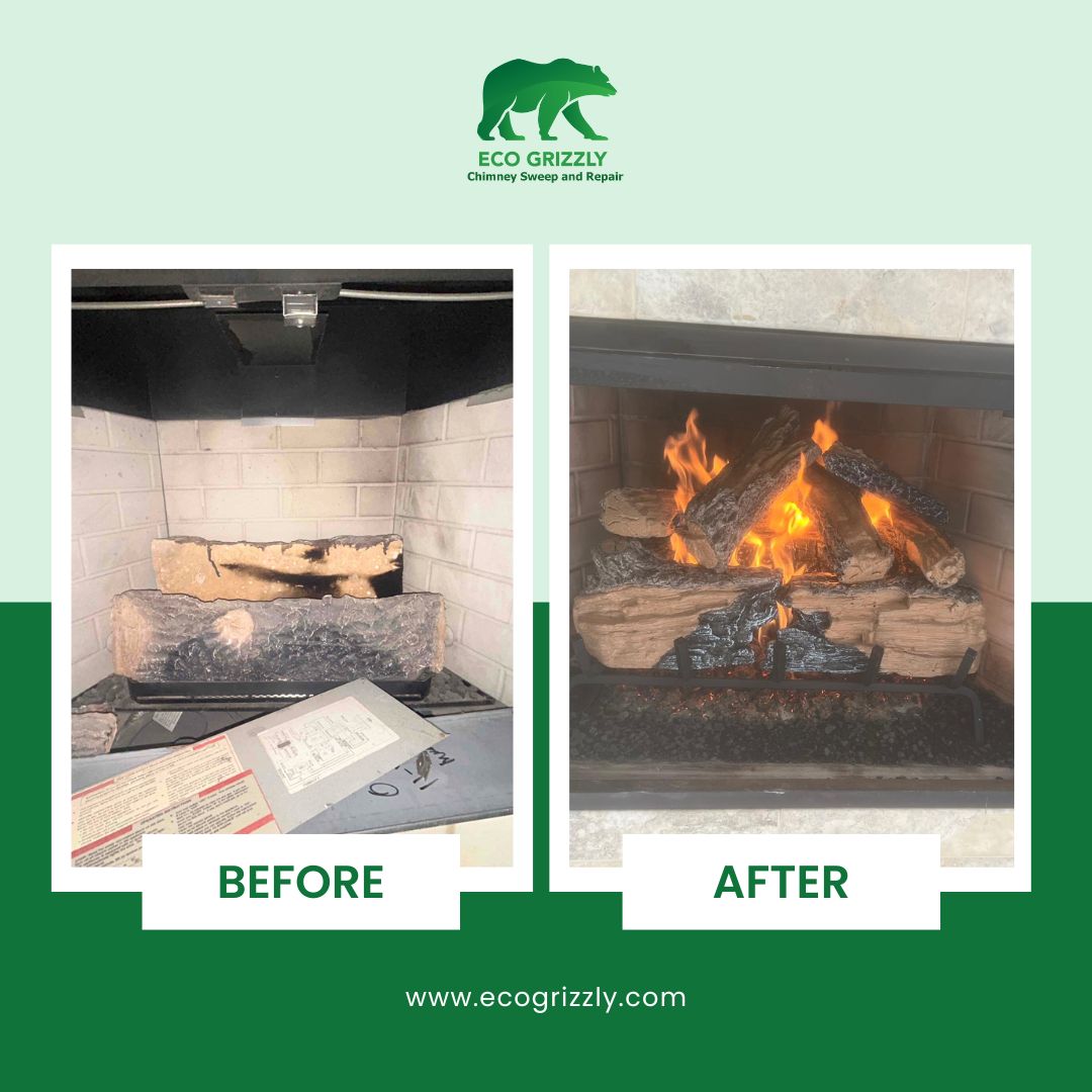 Chimney rebuild project showing new brick and flue liner installation