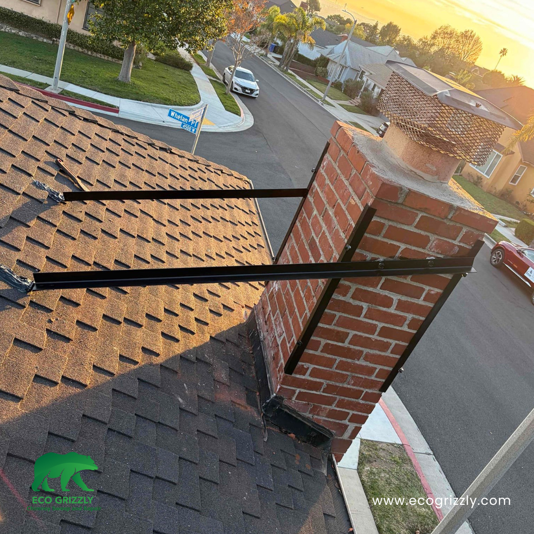 Structural chimney reinforcement work on a Southern California residential chimney