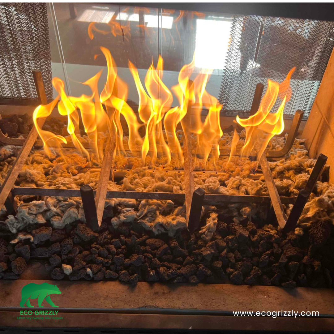 Log lighter replacement installed in a brick fireplace firebox