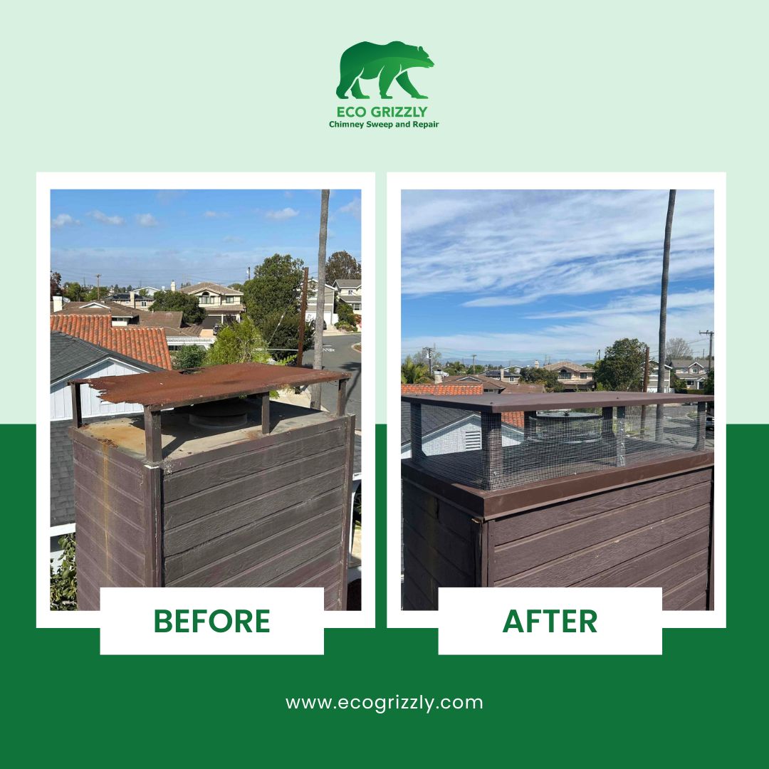 Rusted and corroded chimney chase cover requiring replacement